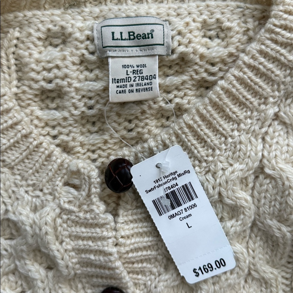 L.L. bean 100% wool sweater with small imperfection-size Large